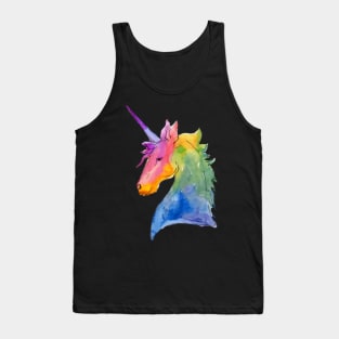 Watercolor Unicorn Rainbow Unicorn Illustration- Tank Top